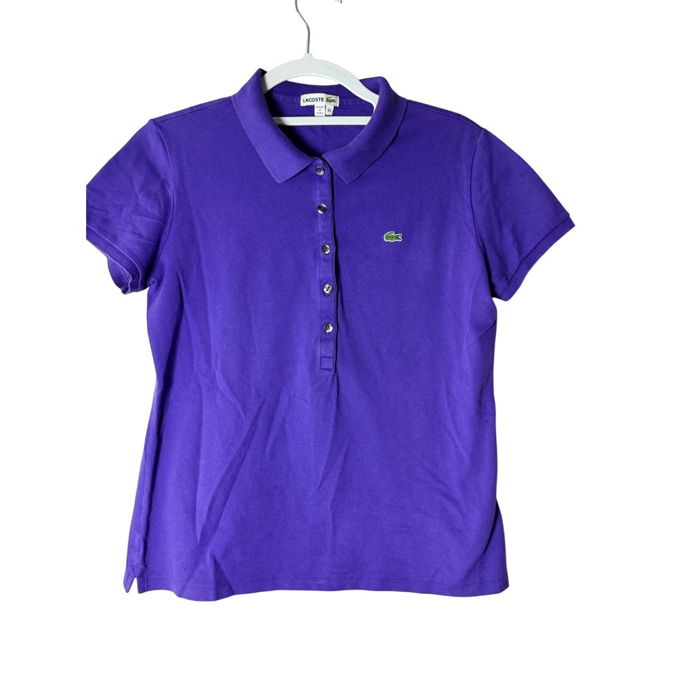 Lacoste Short Sleeve Pique Polo Shirt Purple Size 42